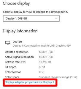 windows 10 display problem