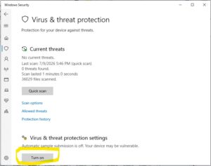 Fix Windows Defender Virus and threat protection settings turn on grayed out