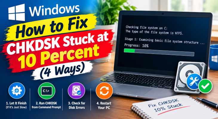 fix windows chkdsk stuck at 10 percent