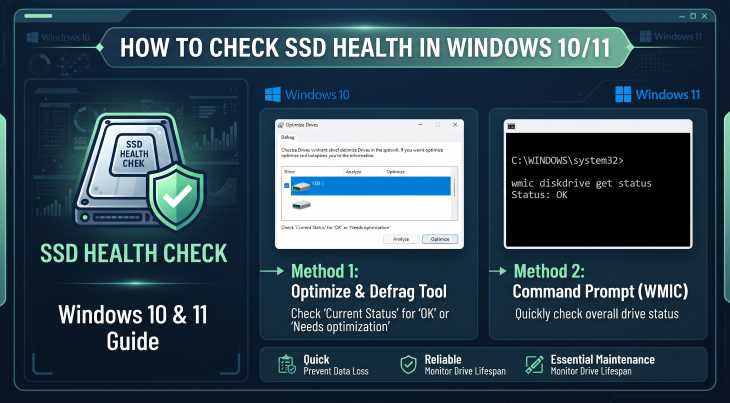 how to check ssd health windows 10 11