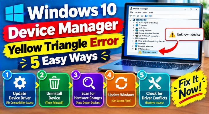 how to fix windows device manager yellow triangle error